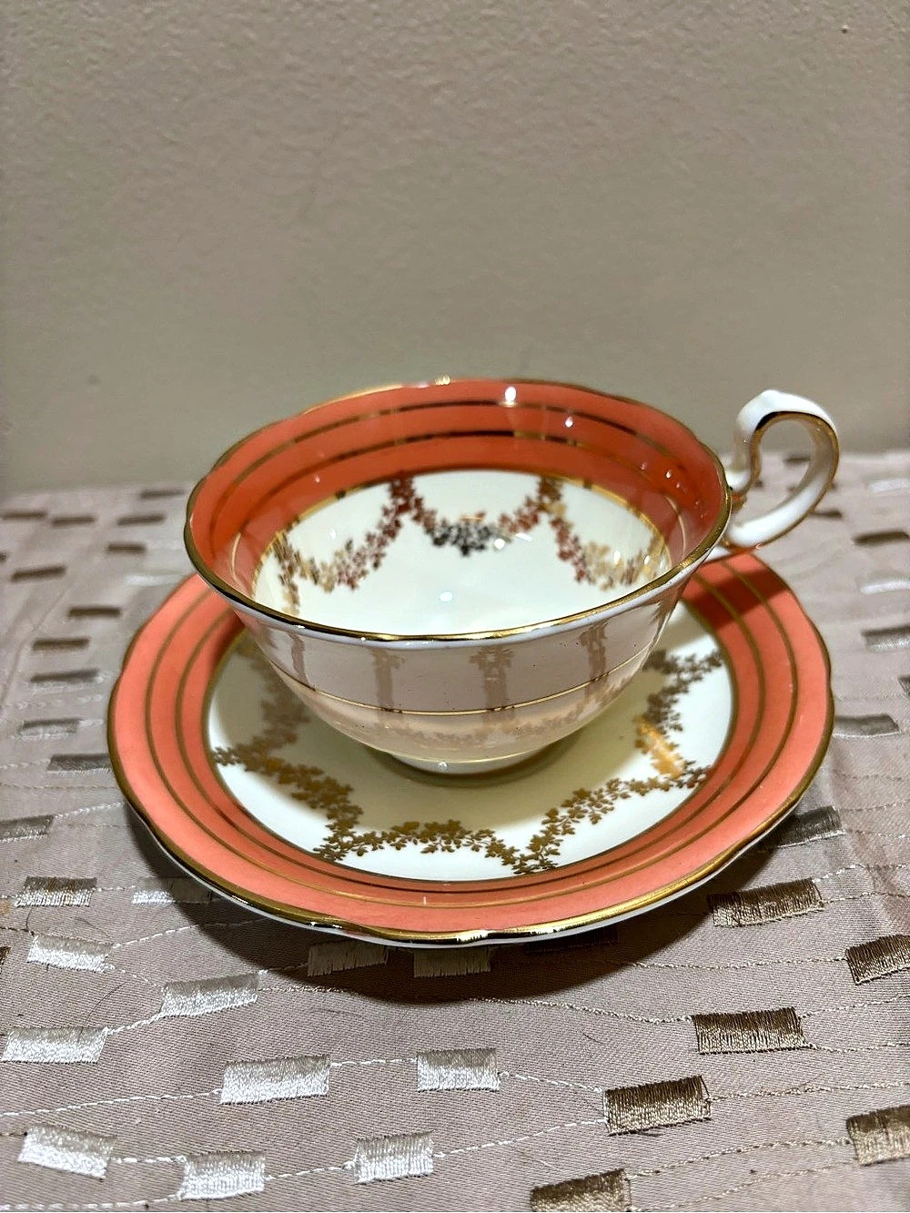 Aynsley tea cup and saucer Orange and Gold  Teacup & Saucer